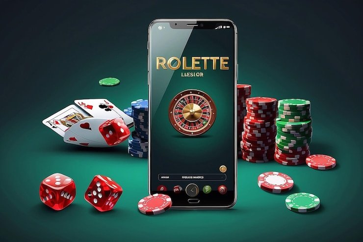 Mesin slot dengan berbagai tema dan tombol putar di layar ponsel